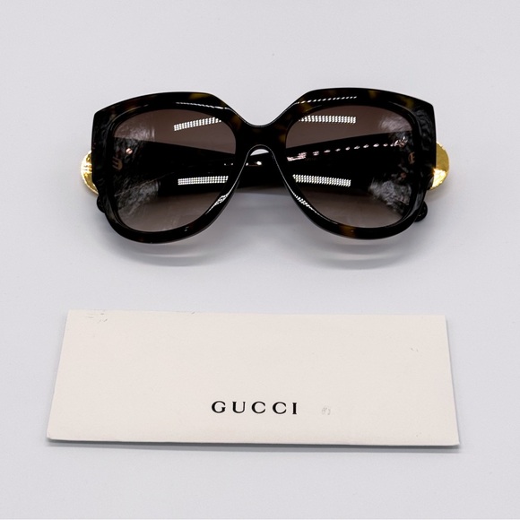 NEW GUCCI GG1407S 003 HAVANA BROWN WOMEN SQUARE SUNGLASSES GUCCI - Picture 10 of 11